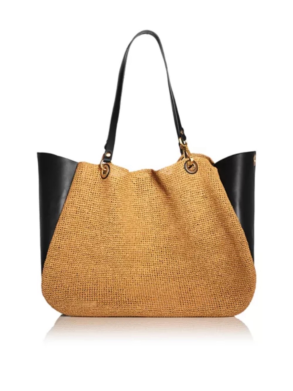 Rag & Bone Woven Straw Tote Bag with Black Trim